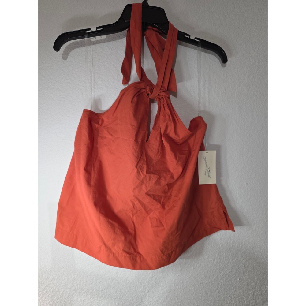 Universal Thread Womens Rust Orange Halter Keyhole Tie Neck Cotton Blend Top XL - Picture 1 of 3